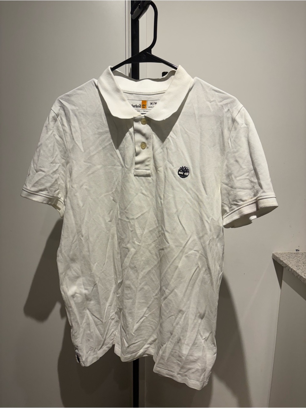 Timberland Men's White Polo with Embroidered Logo
